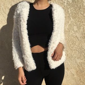 White Fuzzy sweater Faux Fur